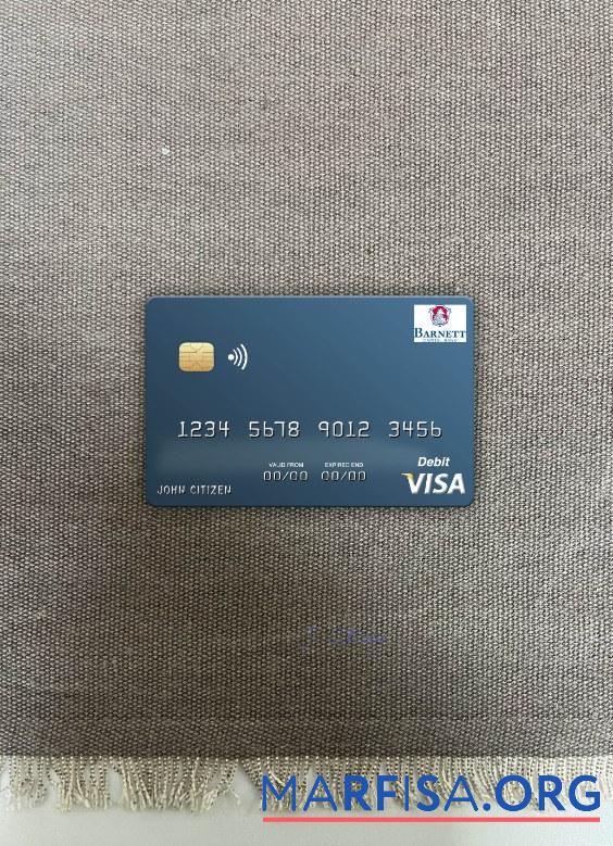 Blank Dominica Barnett Capital Bank visa debit card photolook front template